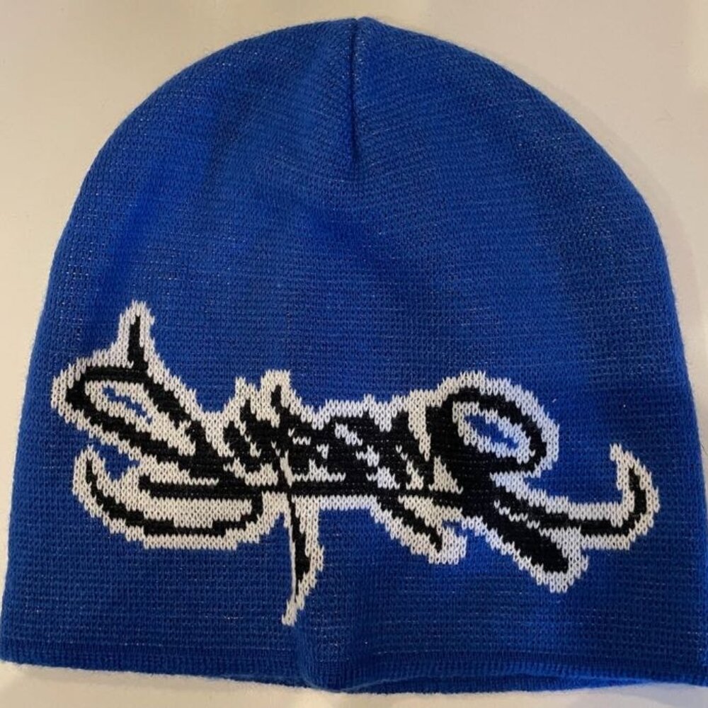 Supreme Script Logo Beanie in Blue